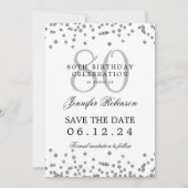 Silver 80th Birthday Save Date Details Kaart (Voorkant)