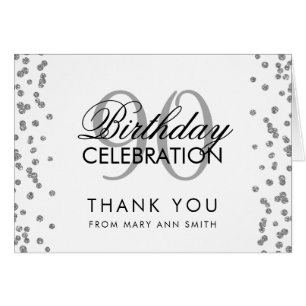 Silver 90th Birthday Dank u Glitter