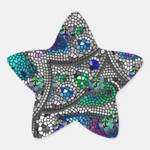 Silver Accent Mosaic Art Ster Sticker