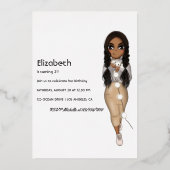 Silver African American Kerstdag Folie Uitnodiging (Achterkant)