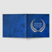 Silver Afstuderen Laurel op blauw leder Gastenboek (Volledig)