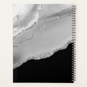 Silver Agate & Glitter, Naam & Tekstlijn op Zwart Planner (Achterkant)
