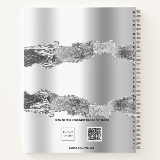 Silver agate marble name script elegant notitieboek (Achterkant)