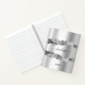 Silver agate marble name script elegant notitieboek (Binnen)