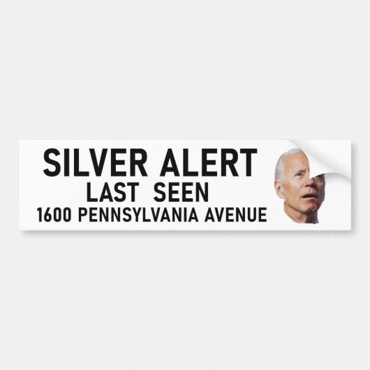 Silver Alert Joe Biden Bumpersticker (Voorkant)