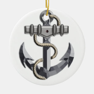 Silver Anchor Keramisch Ornament