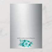 Silver and Aqua Rozen Weddenschap Details Informatiekaartje (Achterkant)