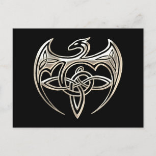 Silver and Black Dragon Trine Celtic Knoart Briefkaart