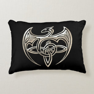 Silver and Black Dragon Trine Celtic Knoart Decoratief Kussen