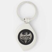 Silver and Black Dragon Trine Celtic Knoart Sleutelhanger (Voorkant)