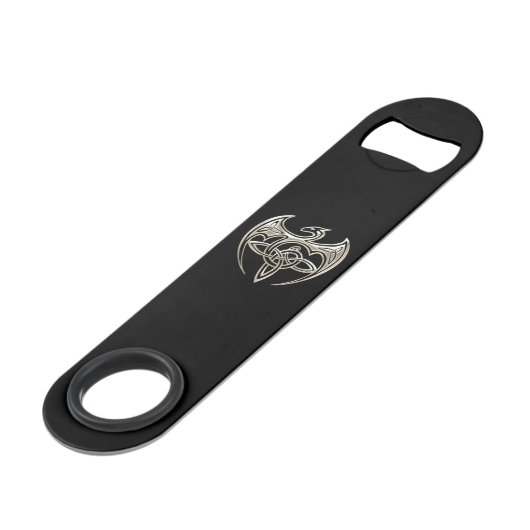 Silver and Black Dragon Trine Celtic Knoart Speed Flessenopener (Voorkant Gekanteld)