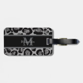 silver and black glittery monogramed personalized bagagelabel (Achterkant horizontaal)