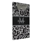 silver and black glittery monogramed personalized mini klembord (Schuin)