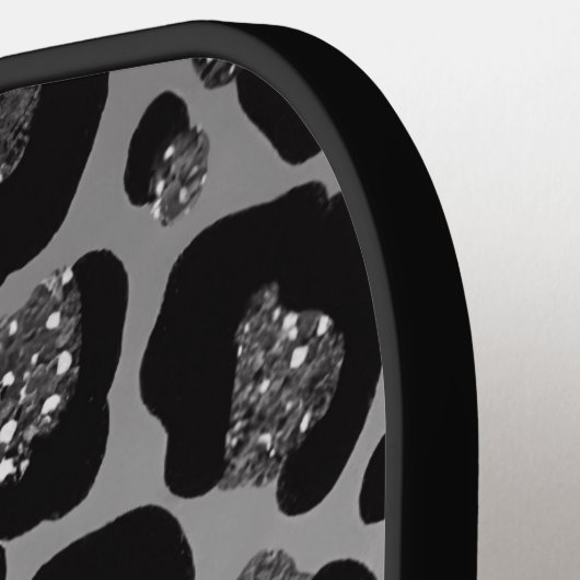 silver and black glittery monogramed personalized pickleball paddle (Links Detail)