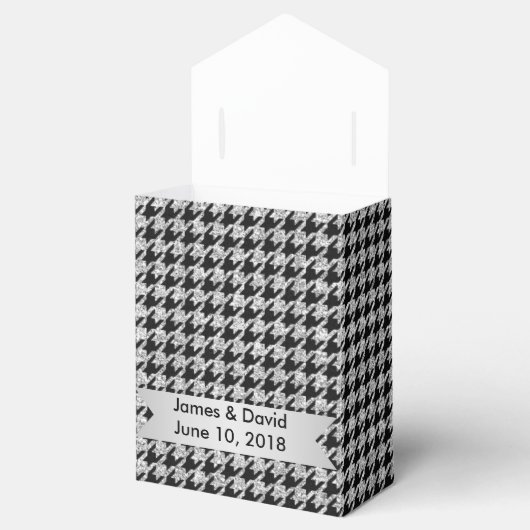 Silver and Black Herringbone Favor Box Bedankdoosjes (Geopend)