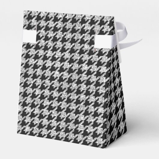 Silver and Black Herringbone Favor Box Bedankdoosjes (Achterkant)