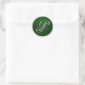 Silver and Emerald Monogram P Envelope Seal Ronde Sticker (Tas)