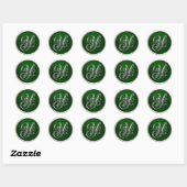 Silver and Emerald Monogram Y Envelope Seal Ronde Sticker (Vel)