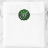 Silver and Emerald Monogram Y Envelope Seal Ronde Sticker (Tas)