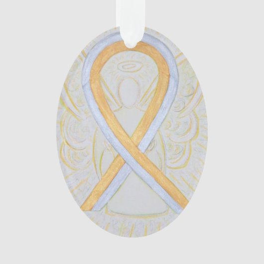 Silver and Gold Awareness Ribbon Angel Ornament (voorkant)