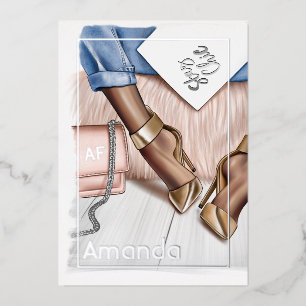 Silver and Gold Chic Birthday Party Folie Uitnodiging