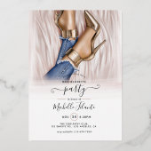 Silver and Gold Monogram Chic Bachelorette Folie Uitnodiging (Achterkant)