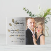 Silver and Gold Photo Wedding Kaart (Staand voorkant)