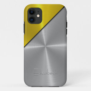 Silver and Gold Shiny Steel Metal iPhone 11 Hoesje