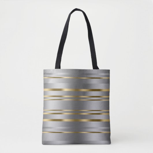 Silver and Gold Stripes Pattern-Canvas tas (Voorkant)