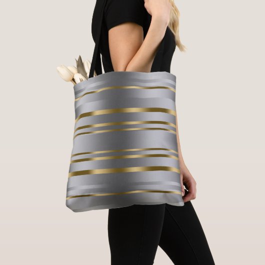 Silver and Gold Stripes Pattern-Canvas tas (Dichtbij)