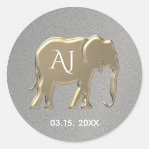 Silver and Gold Wedding Favor Ronde Sticker