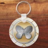 Silver and golden effect butterfly bg5 sleutelhanger (Voorkant)