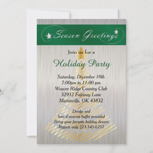 Silver and Green Kerstfeestay Tree Kaart (Voorkant)