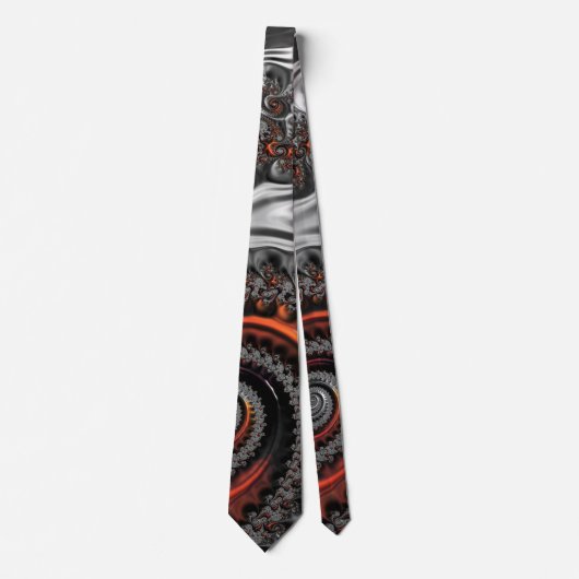 Silver and Orange Mandelbrot with Sphere Tie Stropdas (Voorkant)