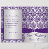 Silver and Paars Damask Wedding Programme II (Voorkant)