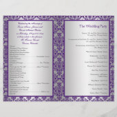 Silver and Paars Damask Wedding Programme II (Achterkant)