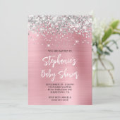 Silver and Pink Glam Online Registry Baby shower Kaart (Staand voorkant)