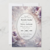 Silver and Soft Amethyst Winter Blooms Wedding Kaart (Voorkant)