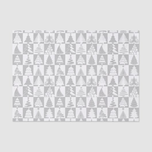 Silver and White Kersttree Holiday Pattern Tissuepapier (Voorkant)