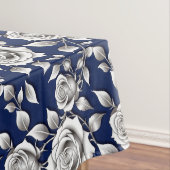 Silver And White Roses Tafelkleed (Voorbeeld)
