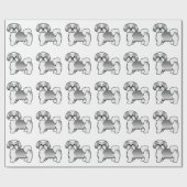 Silver and White Shih Tzu Cartoon Dog Pattern Cadeaupapier (Vlak)