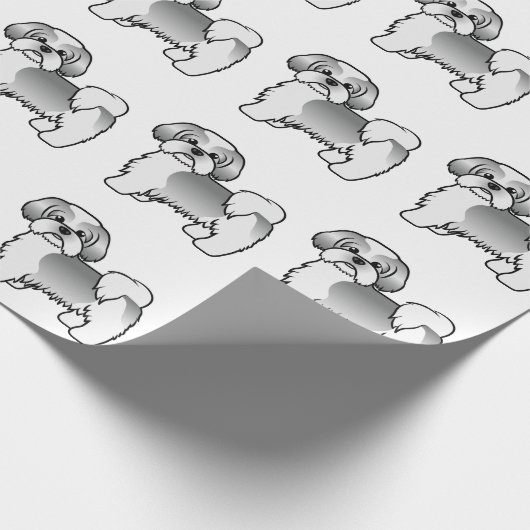 Silver and White Shih Tzu Cartoon Dog Pattern Cadeaupapier (Hoek)