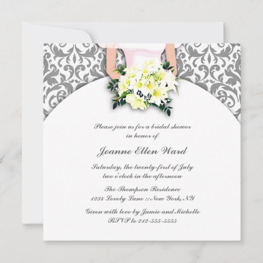 Silver and Yellow Bridal Shower Invitation Kaart (Voorkant)
