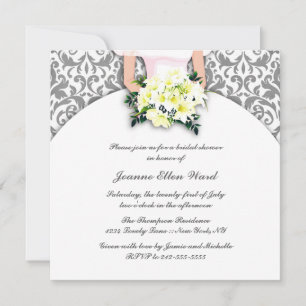 Silver and Yellow Bridal Shower Invitation Kaart