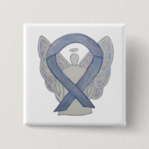 Silver Angel Awareness Ribbon Custom Art Pins Vierkante Button 5,1 Cm