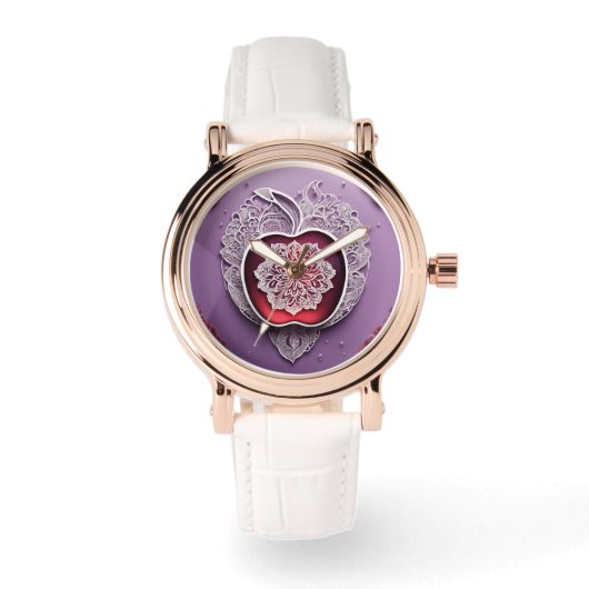 Silver Apple Lace AI-illustratie Horloge (Voorkant)