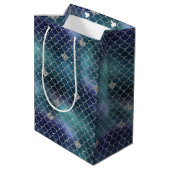 Silver Aqua Blue Mermaid Medium Cadeauzakje (Achterkant Gekanteld)