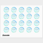 Silver Aqua Blue Waterverf Bath Spa and Scrub Ronde Sticker (Vel)