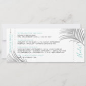 Silver Aqua Palm Tree Boarding Pass Opslaan Datum Aankondiging (Achterkant)