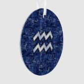 Silver Aquarius Zodiac Sign Navy Blue Digital Camo Ornament (voorkant)